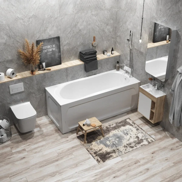 Ванна акриловая 1MarKa Libra 01ли1770кс2+, 170 x 70 см, цвет белый (детальная фотография), без гидромассажа