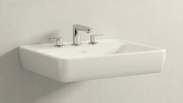 Смеситель для раковины Grohe Eurostyle Cosmopolitan 20208002 (детальная фотография), с 3 монтажными отверстиями