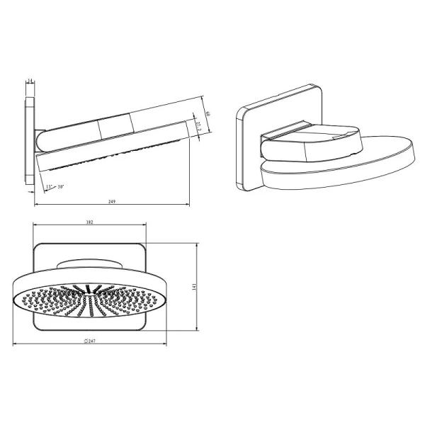 Верхний душ Vincea Inspire черный VSHD-3I1CMB (детальная фотография), верхние души