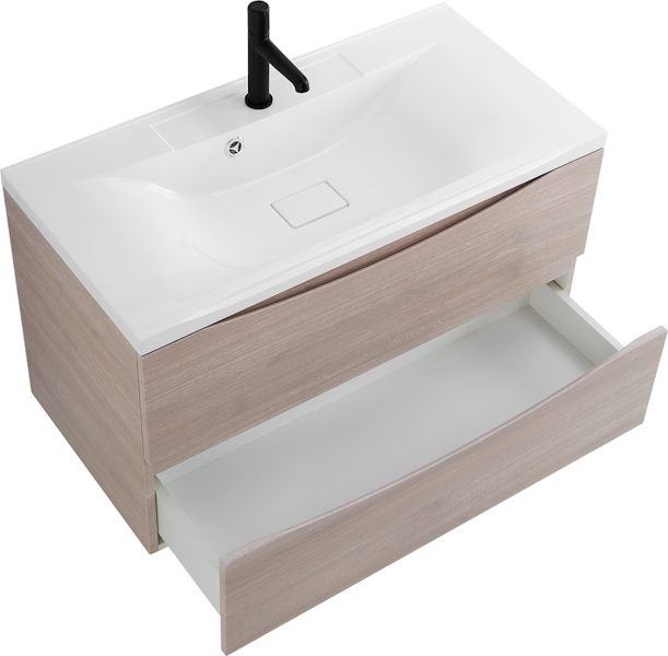 Тумба под раковину подвесная BelBagno Marino 100 см rovere grigio MARINO-1000-2C-SO-RG-P (детальная фотография), моноблок