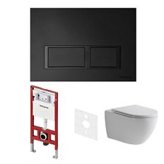 Унитаз с инсталляцией Tece TECEspring панель смыва черная матовая