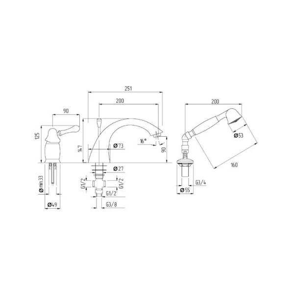 Смеситель для ванны Migliore Maya хром 18922 (детальная фотография), для ванны