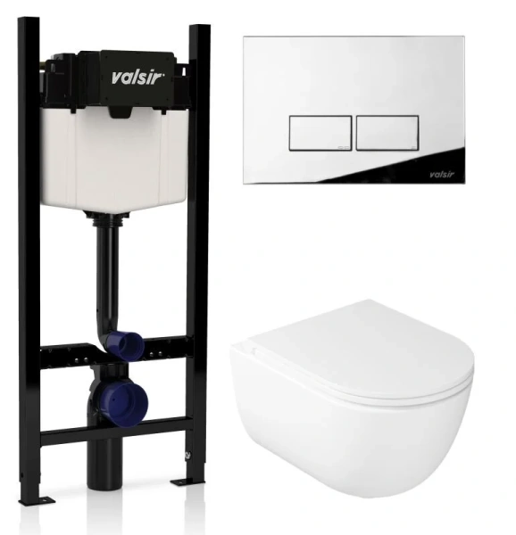 Унитаз с инсталляцией Valsir Dream с клавишей хром KIT VSCR 7334 Slim P3 (детальная фотография)