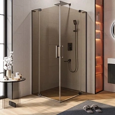 Душевой уголок Cezares Slider 100х110 см стекло бронзовое профиль оружейная сталь