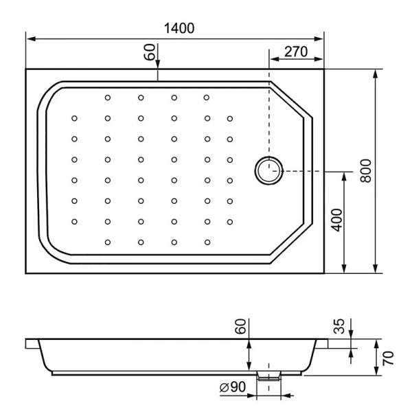 Душевой поддон RGW Acryl Style 140х80 см белый 16183814-11 (детальная фотография), низкие до 15 см