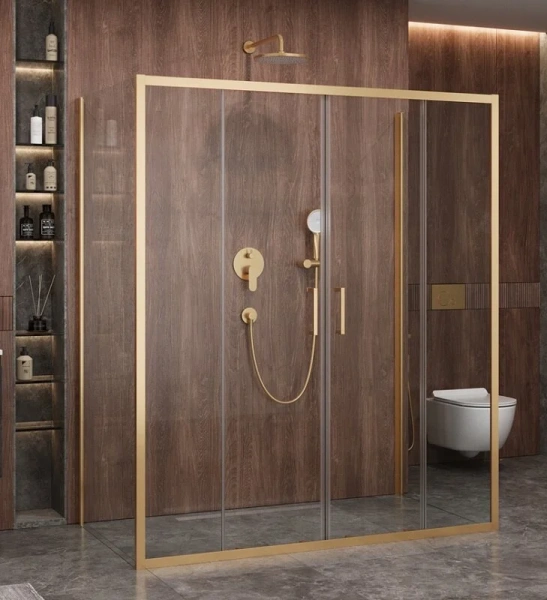 Душевой уголок Cezares Molveno 170х90 см стекло прозрачное профиль золото MOLVENO-AH-2/2-170/90-C-BORO-IV (детальная фотография)