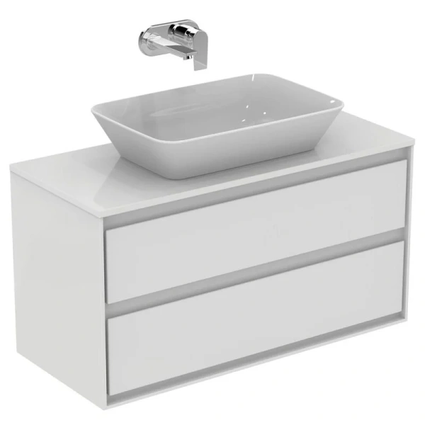 Тумба с раковиной подвесная Ideal Standard Connect Air E0821 100 см с 2-мя ящиками (детальная фотография), подвесная, пристенная