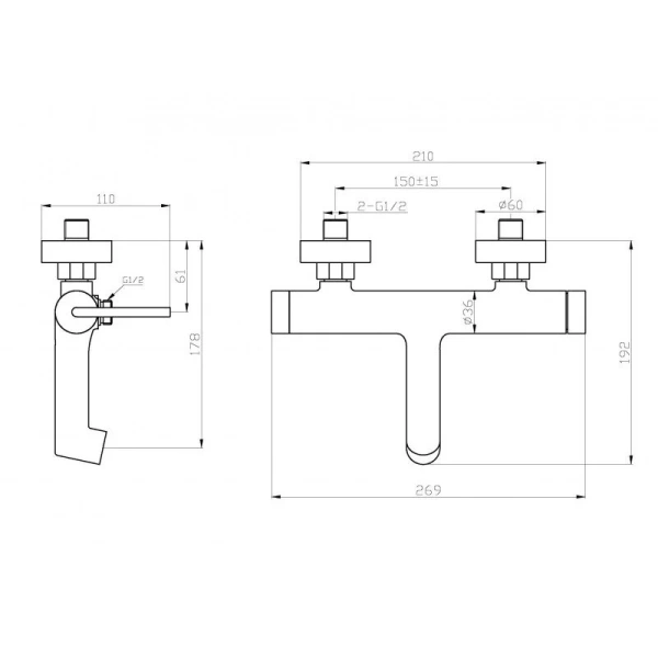 Смеситель для ванны Belbagno Acqua хром ACQUA-VASM/DFS-CRM (детальная фотография), для ванны