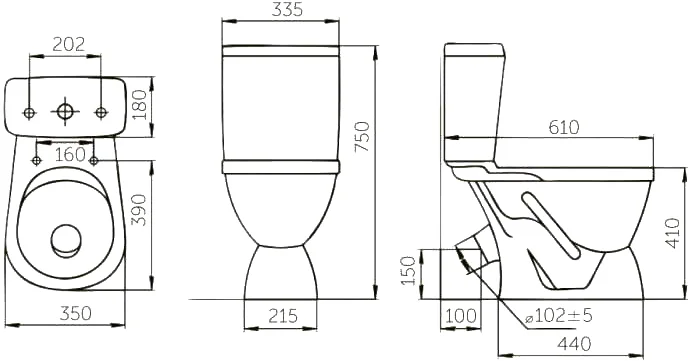 Унитаз компакт Rosa Лира белый Вн УнБ05 (детальная фотография), современные, hi-tech, круглые