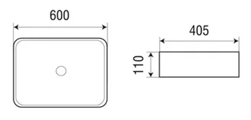 Раковина Azario 60 см накладная AZ-2174 (детальная фотография), современные, hi-tech