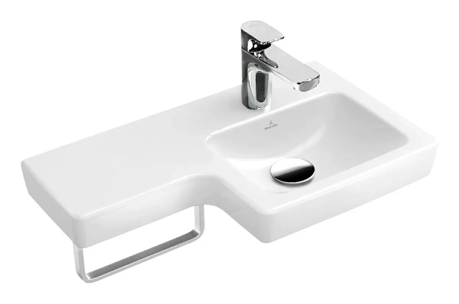 Раковина Villeroy & Boch Subway 2.0 63 см правая, цвет альпийский белый 41156R01 (детальная фотография), современные, hi-tech