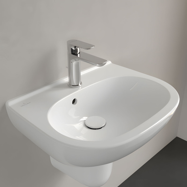 Раковина Villeroy & Boch O.novo 55 см альпийский белый white alpin 51665501 (детальная фотография), подвесные, на полупьедестал, на пьедестал, пристенные
