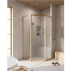 Душевой уголок Cezares Relax 100x100 см профиль брашированное золото стекло прозрачное