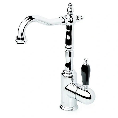 Смеситель для раковины Boheme Tradizionale Chromo хром ручка черная - фото 2