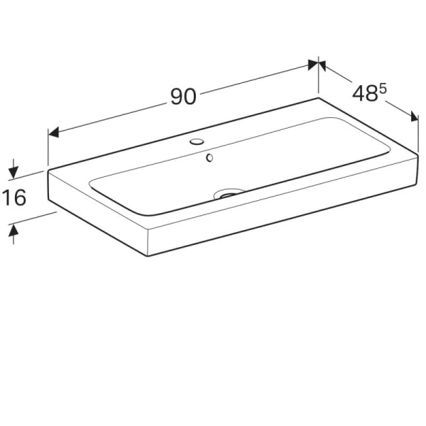 Раковина Geberit iCon 90 см с отверстием под смеситель 124090000 (детальная фотография), 90 см