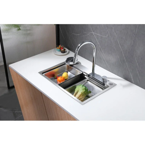 Мойка для кухни Abber Wasser Kreis 68 см хром AF2194 (детальная фотография), из нержавеющей стали, стальные, металлические