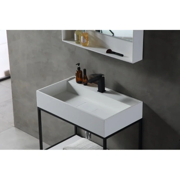 Раковина консоль Abber Stein белая матовая AS2630 (детальная фотография), пристенные