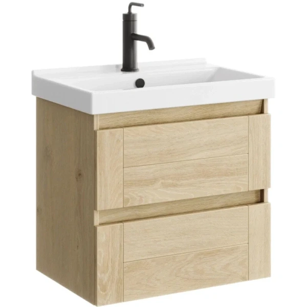 Тумба с раковиной подвесная Aqwella Astrid AST0106DD 60 см с ящиками (детальная фотография)