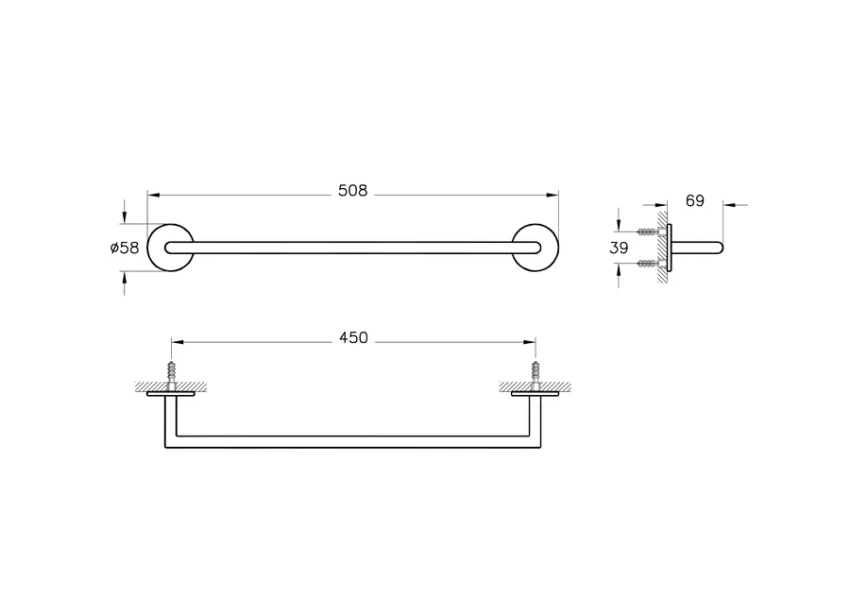 Полотенцедержатель для ванной VitrA Origin A44886 металлический (детальная фотография), современные, hi-tech