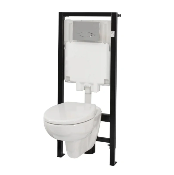 Унитаз с инсталляцией Jacob Delafon Brive кнопка хром E21733RU-00 (детальная фотография)