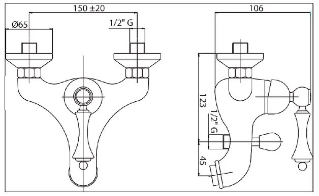 Смеситель для ванны Cezares Margot бронза ручка белая MARGOT-VM-02-Bi (детальная фотография), для ванны