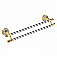 Полотенцедержатель для ванной двойной, хром-золото, Migliore Mirella