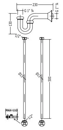 Комплект для крановой арматуры Devon & Devon DUHl162 на 3 отверстия (детальная фотография), по запросу