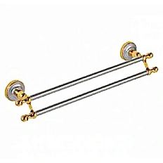 Полотенцедержатель для ванной двойной, хром-золото, Migliore Mirella
