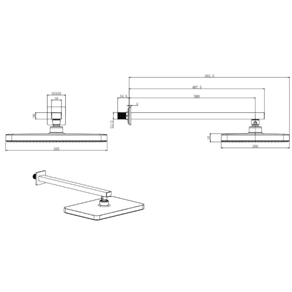 Верхний душ Акватек хром AQ2081CR (детальная фотография), верхние души