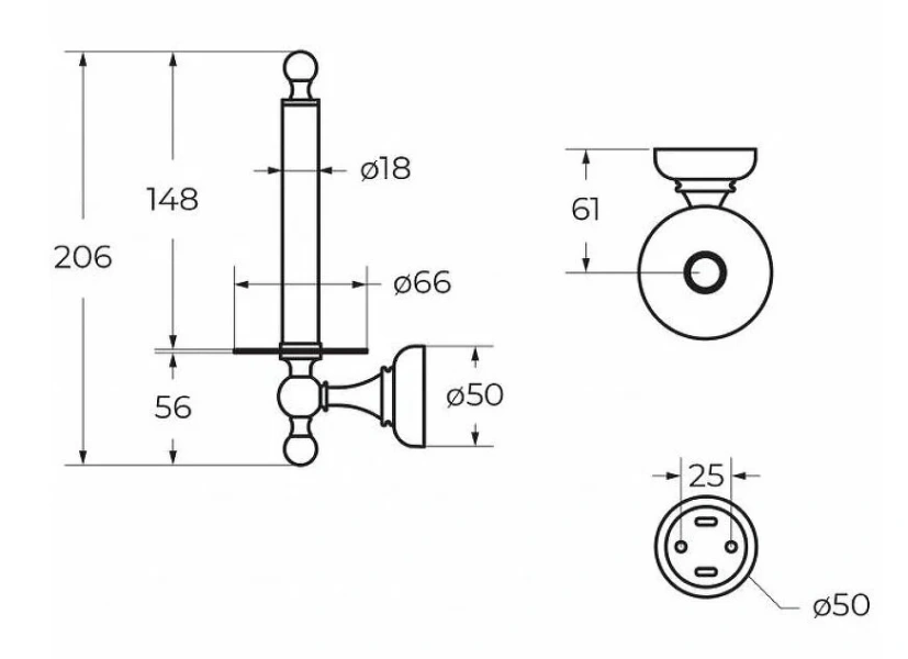 Бумагодержатель Cezares Aphrodite золото 24 карат APHRODITE-TH042-03/24-M (детальная фотография), классические, ретро
