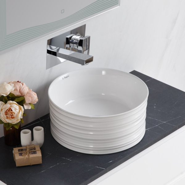 Раковина накладная BelBagno 41 см керамическая, белая BB1420 (детальная фотография), накладные (на столешницу), пристенные