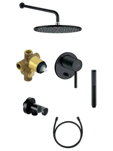 Душевой комплект Kludi Bozz с внутренней частью черный матовый 387363976 (детальная фотография), комплекты