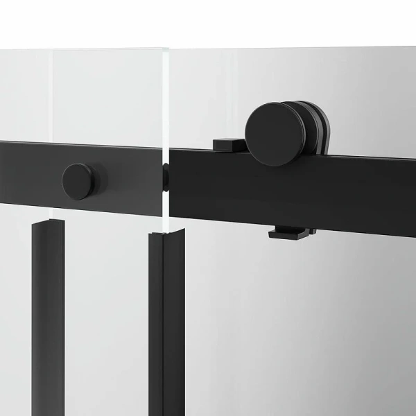 Душевая дверь в нишу Kerama Marazzi Cristallo 120 см профиль черный CT.120.SD.BLK.M (детальная фотография), черные