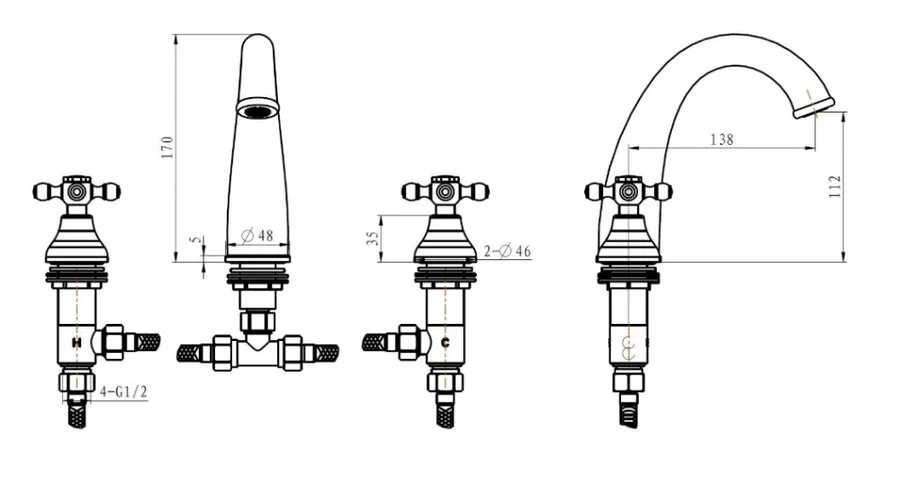 Смеситель для раковины Boheme Crystal золото 297-CRST (детальная фотография), для раковины