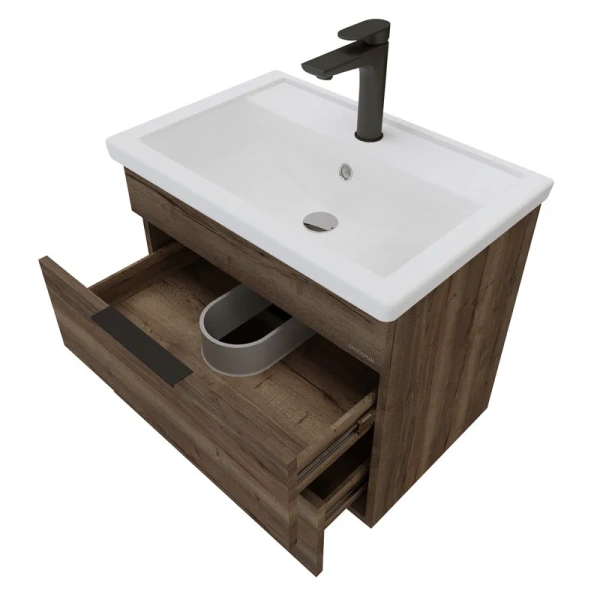 Тумба под раковину подвесная Grossman Форта 66,4 см темный дуб галифакс 1070032 (детальная фотография)