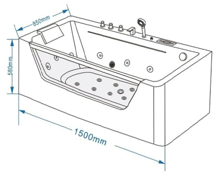 Ванна акриловая Grossman 150x85 см белая GR-15085 (детальная фотография), акриловые