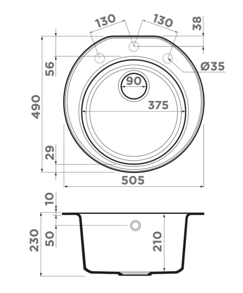 Мойка для кухни Omoikiri Miya 50R-WH 50 см белая 4993506 (детальная фотография), врезные