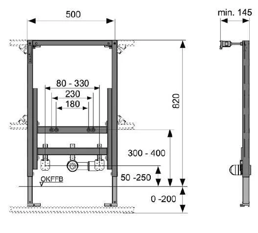Застенный модуль для установки биде Tece TECEprofil 9330005 (детальная фотография), для биде