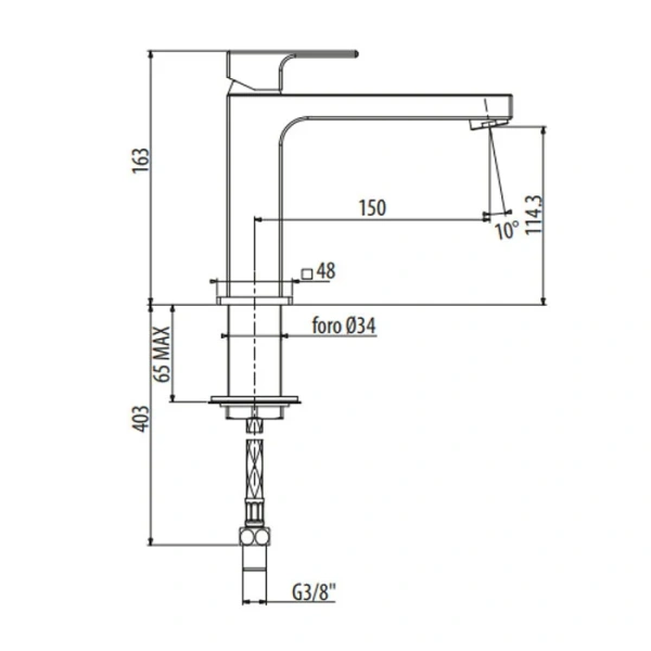 Смеситель для раковины Gattoni Kubik хром 2581/25C0 (детальная фотография), для раковины