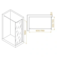 Душевая перегородка RGW Walk In 70 см профиль золото, стекло прозрачное