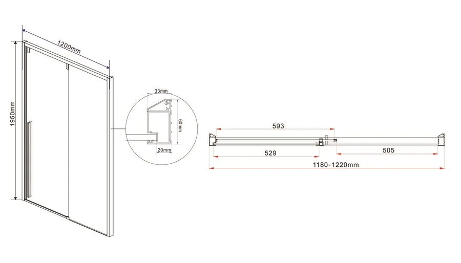 Душевая дверь в нишу Vincea Lugano 120 см черная VDS-1L120CLB-1 (детальная фотография), современные, hi-tech