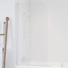 Душевая шторка на ванную профиль белый стекло сатин Vegas-glass